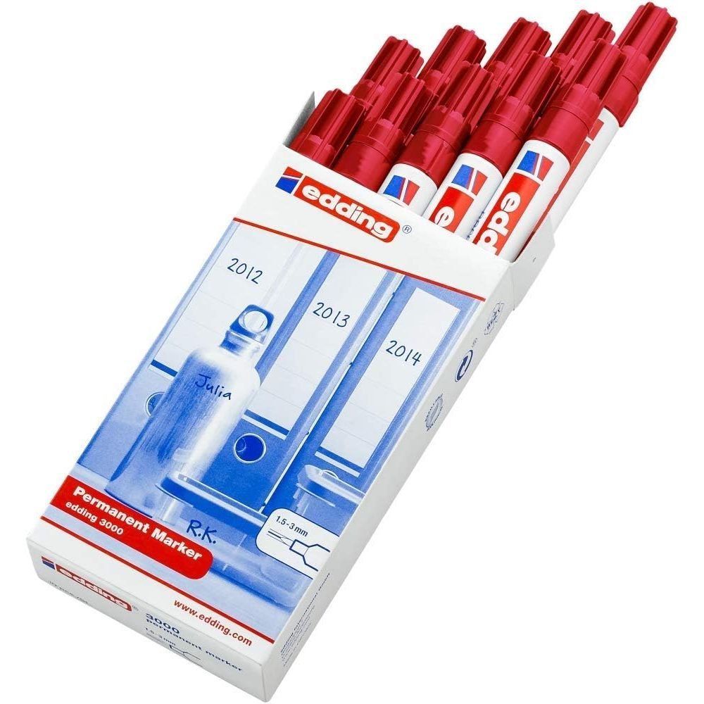 Rotulador Edding 3000 Rojo | Edding Industria Bricola | Pack 10 Unidades