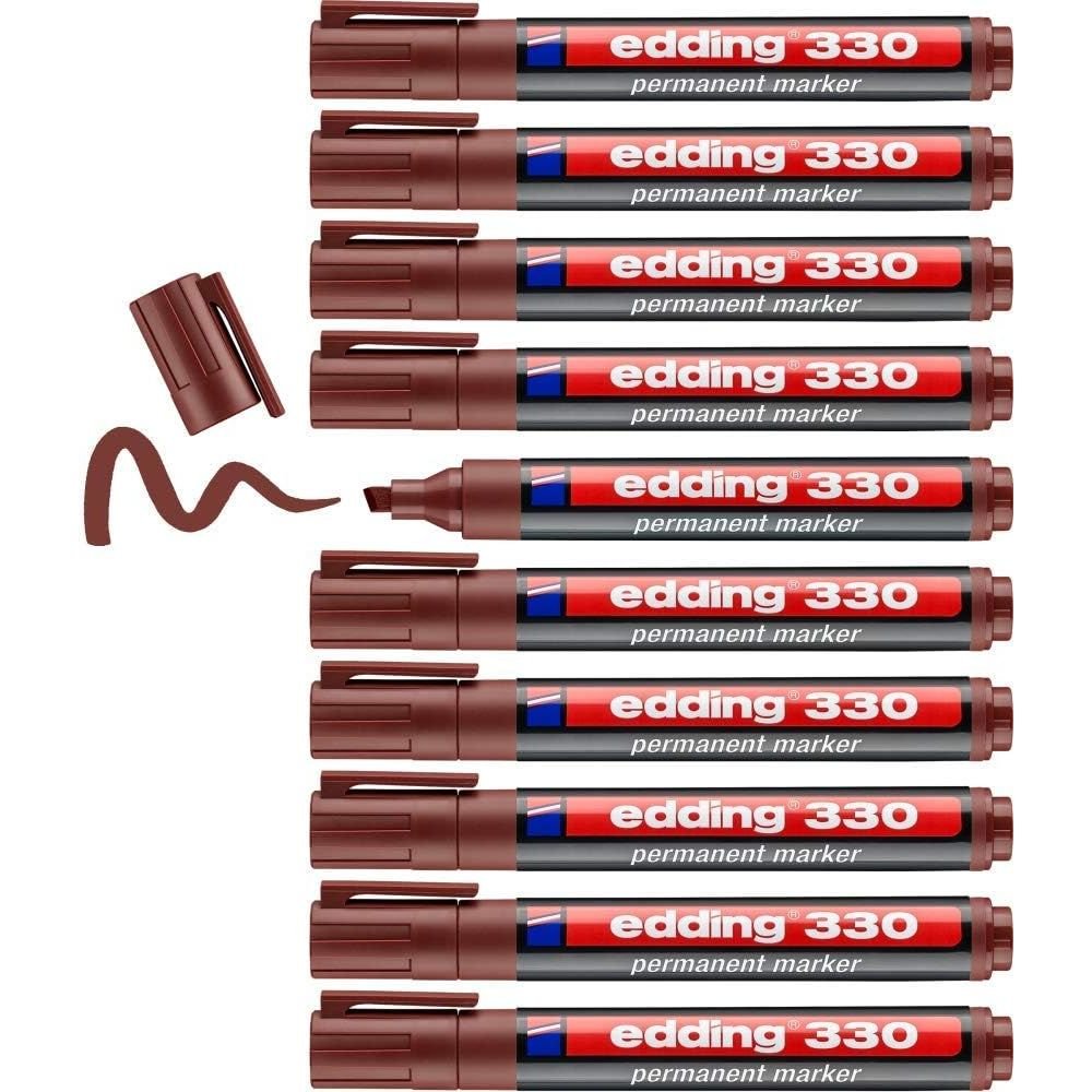 Rotulador Edding 330 marrón, pack de 10 unidades