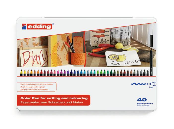 Rotulador Edding 1300 40 Colores Surtidos Estuche Metal | Edding | Pack 1 Unidades