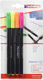 Blister de 4 rotuladores fibra Edding 1200 Colourpen surtidos fluorescentes