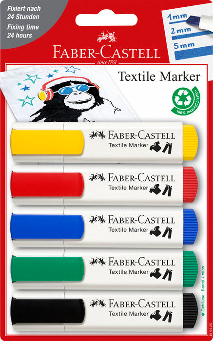 Marcadores Faber Textil Blister 5 Colores Basicos | Faber Castell | Pack 1 Unidades Imagen principal del producto