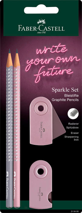 BLISTER 2 LAPICES SPARKLE PERLADO GOMA Y AFILA SLEEVE MINI | 1 UNIDADES | (FABER CASTELL)