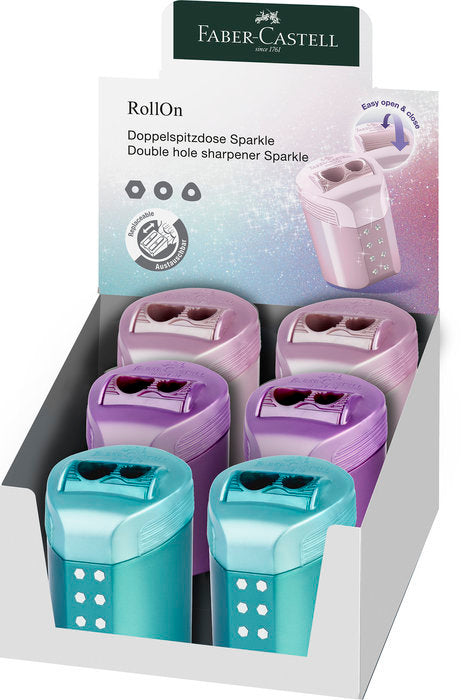 SACAPUNTAS FABER CASTELL DOBLE ROLLON SPARKLE COLORES SURTI | 6 UNIDADES | (FABER CASTELL) Imagen principal del producto
