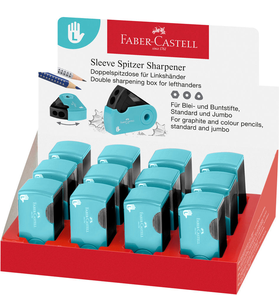 AFILALAPIZ DOBLE SLEEVE TURQUESA ZURDOS | 12 UNIDADES | (FABER CASTELL) Imagen principal del producto