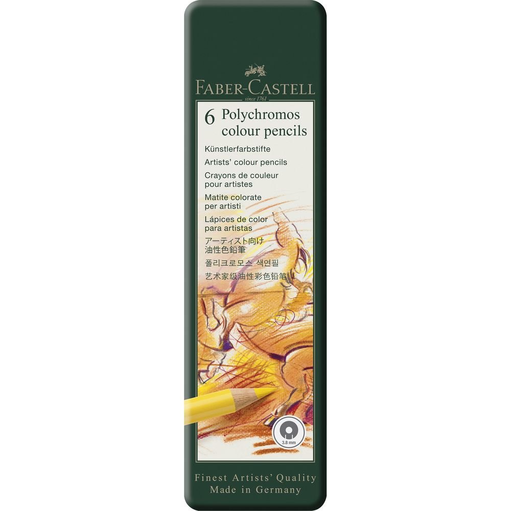 Lápiz Faber Castell Polychromos 6 Colores Estuche Metálico