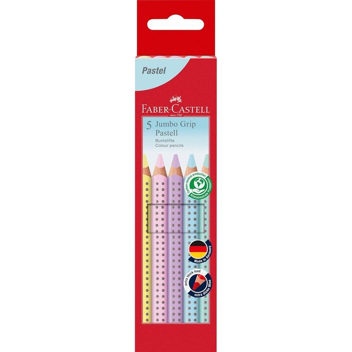LAPIZ FABER CASTELL JUMBO GRIP 5 COLORES PASTEL | 1 UNIDADES | (FABER CASTELL)
