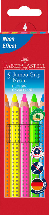 LAPIZ JUMBO GRIP NEON 5 COLORES SURTIDOS | FABER CASTELL