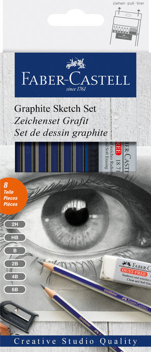 SET GRAFITO CREATIVE STUDIO 6 GRADUACIONES +GOMA+AFILALAPIZ | 1 UNIDADES | (FABER CASTELL) Imagen principal del producto