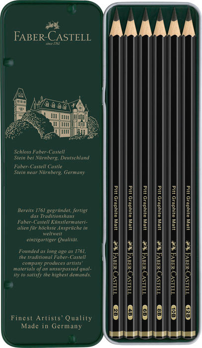 LAPIZ FABER CASTELL PITT GRAPHITE MATT 6 GRADUACIONES (1X2B, | 1 UNIDADES | (FABER CASTELL)