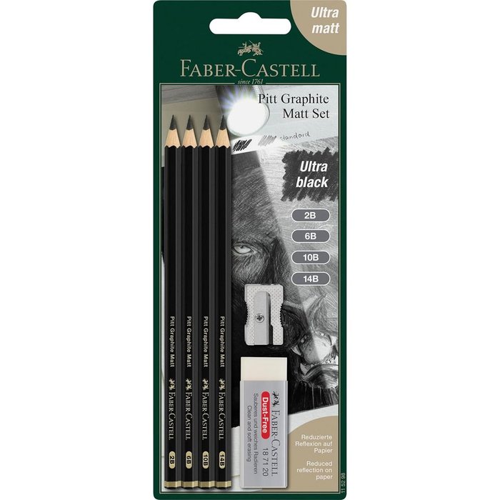 BLISTER DE GRAFITO PITT GRAPHITE MATT 2B 6B 10B 14B BC | 1 UNIDADES | (FABER CASTELL) Imagen principal del producto