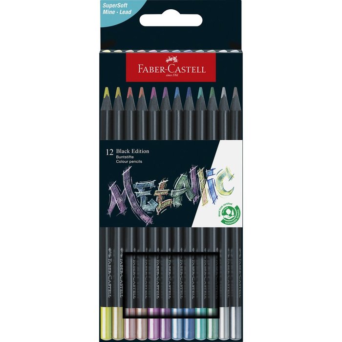 LAPIZ FABER CASTELL BLACK EDITION 12 COLORES METALIZADOS | 1 UNIDADES | (FABER CASTELL) Imagen principal del producto