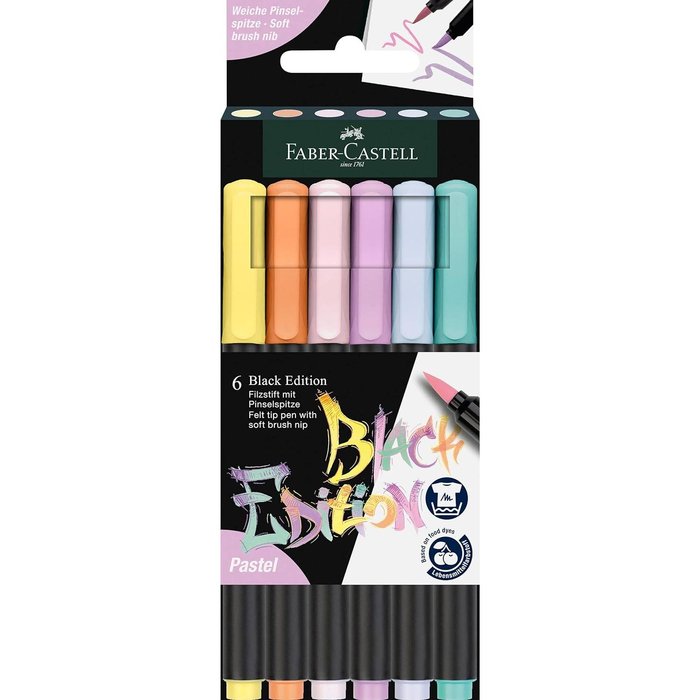 Rotulador Faber Castell Black Edition Pincel 6 Colores Past | Faber Castell | Pack 1 Unidades Imagen principal del producto