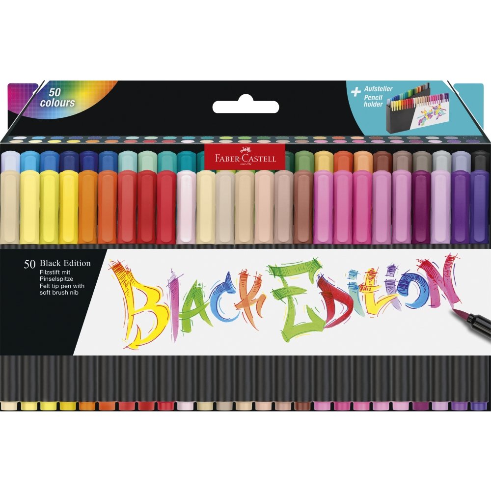 Rotulador Black Edition con Punta Pincel 50 Colores Faber Castell Imagen principal del producto