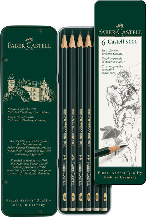 LAPIZ FABEL CASTELL 9000 CAJA 6 GRADUACIONES | 1 UNIDADES | (FABER CASTELL) Imagen principal del producto