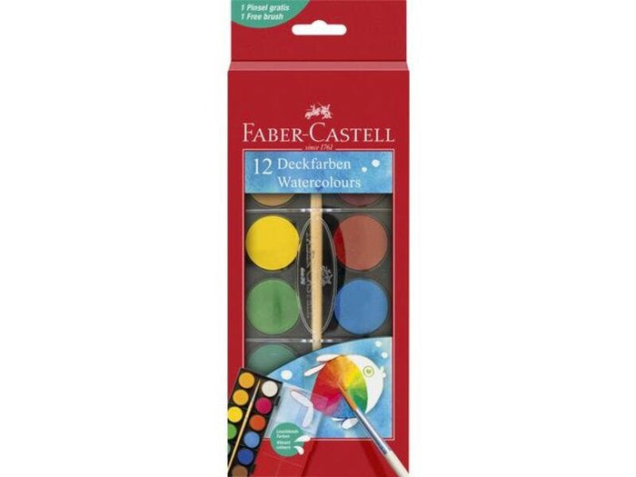 ACUARELA FABER CASTELL 12 COLORES + PINCEL | 1 UNIDADES | (FABER CASTELL) Imagen principal del producto