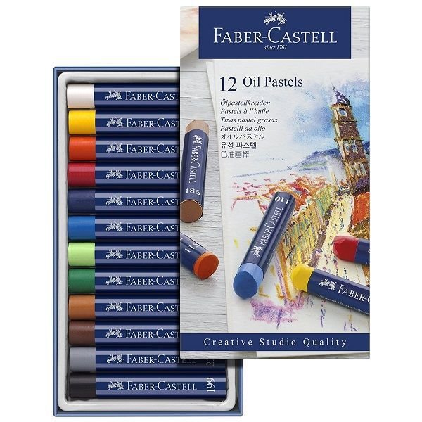 TIZA FABER CASTELL PASTEL GRASOS 12 COLORES SURTIDOS | 1 UNIDADES | (FABER CASTELL)