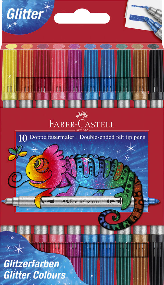 Rotulador Faber Castell doble punta glitter 10 colores