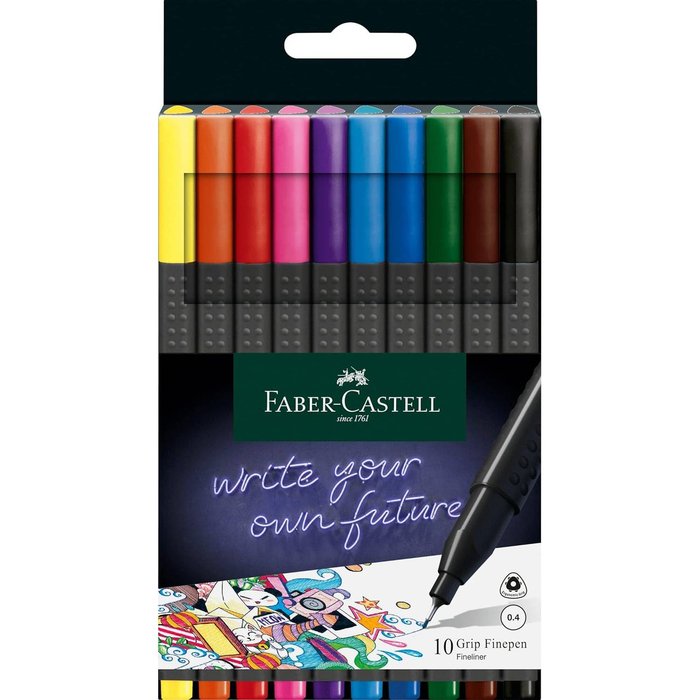 Rotulador Grip Finepen 0,4 Mm Estuche 10 Colores | Faber Castell | Pack 1 Unidades Imagen principal del producto