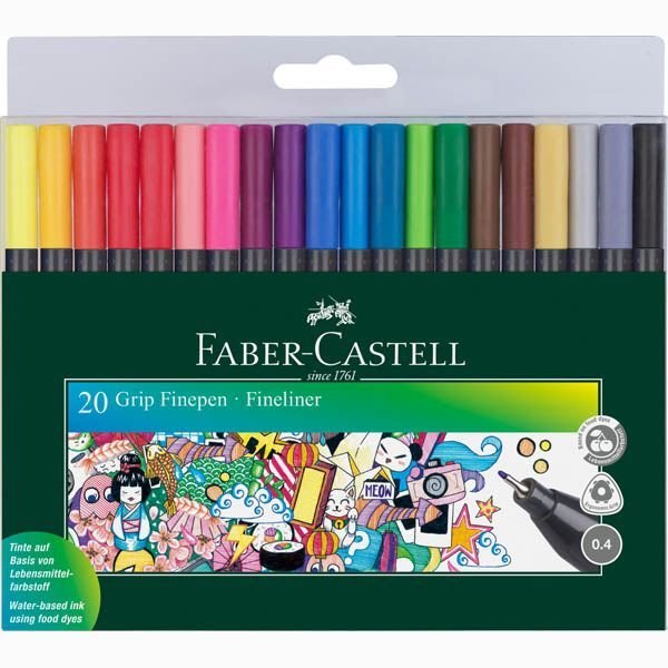 Rotulador Grip Finepen 0,4 Mm 20 Colores Surtidos | Faber Castell | Pack 1 Unidades Imagen principal del producto