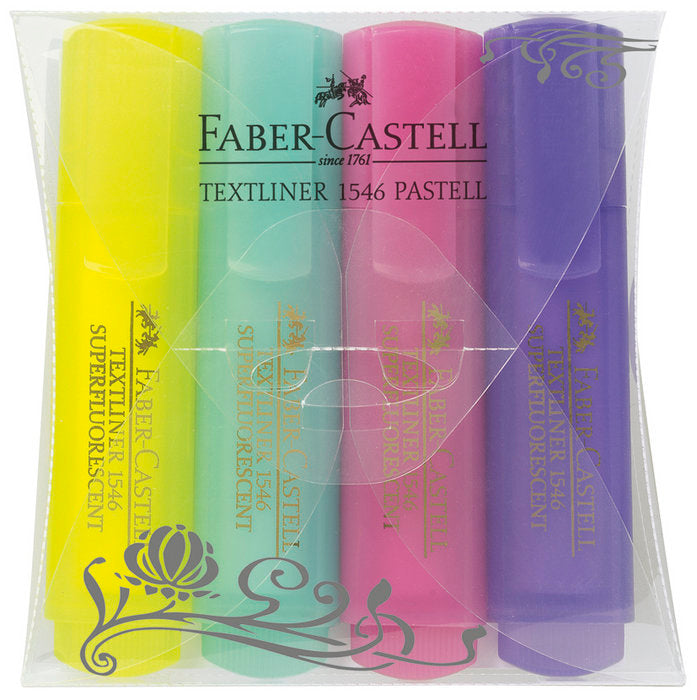 Marcador Textliner 1546 Pack 4 Colores Pastel Surtidos | Faber Castell | Pack 1 Unidades