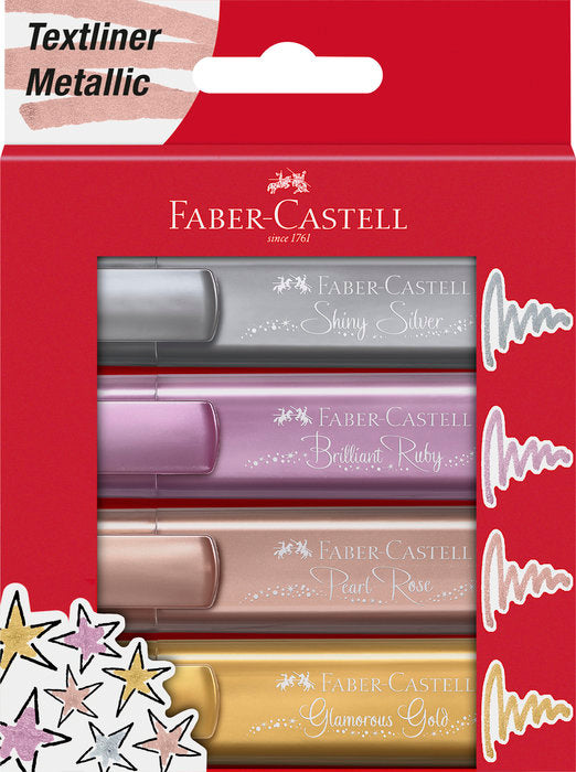 Marcador Faber Textliner 46 Metallic Blister 4 Colores | Faber Castell | Pack 1 Unidades