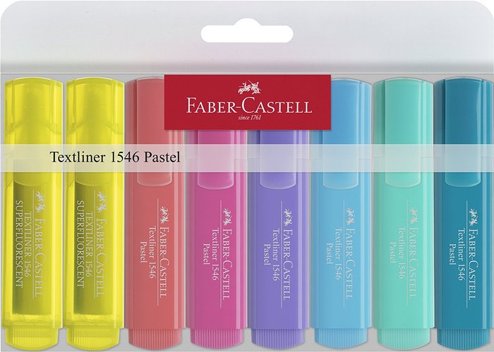 Estuche 8 marcadores fluorescentes texliner 46 faber-castell colores surtidos
