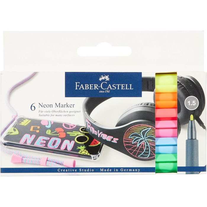Rotulador Faber Castell Creative Studio 6 Colores Neon | Faber Castell | Pack 1 Unidades Imagen principal del producto