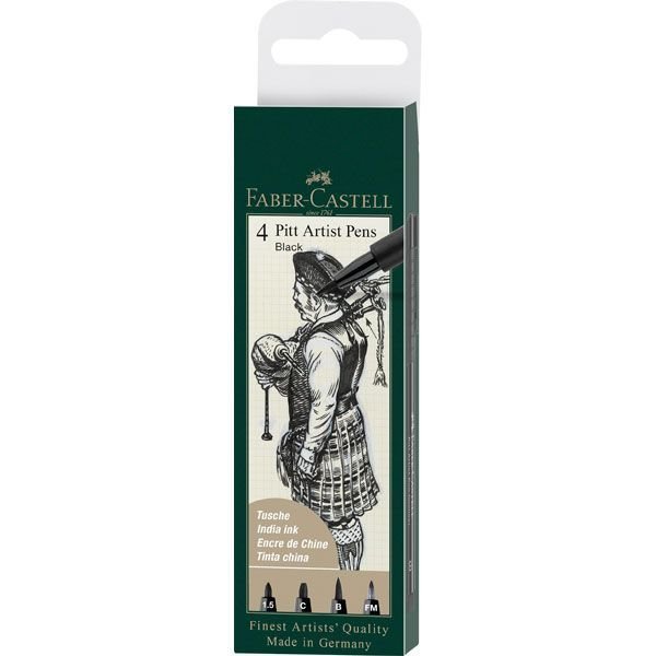 Rotulador Faber Pitt Negro Estuche 4 Graduaciones Diferentes | Faber Castell | Pack 1 Unidades Imagen principal del producto