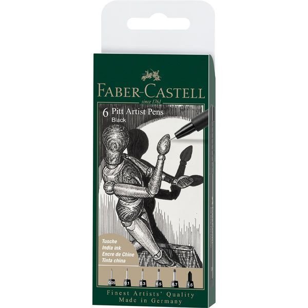 Rotulador Faber Pitt Negro Estuche 6 Graduaciones Diferentes Marca Faber Castell Imagen principal del producto