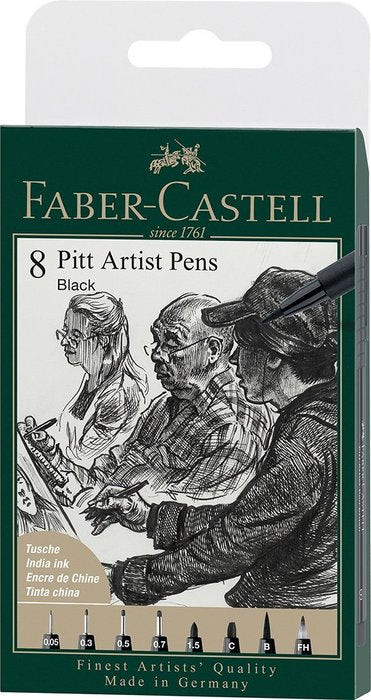 Rotulador Faber Pitt Negro Estuche 8 Graduaciones Diferentes | Faber Castell | Pack 1 Unidades Imagen principal del producto