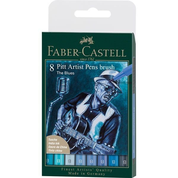 Rotulador Faber Pitt Artist Pen Brush Estuche 8 Tonos Azul | Faber Castell | Pack 1 Unidades Imagen principal del producto