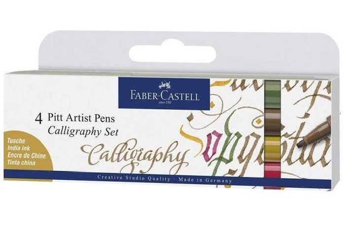 SET 4 ROTULADORES FABER CASTEL PITT CALIGRAFIA MULTICOLOR | 1 UNIDADES | (FABER CASTELL) Imagen principal del producto