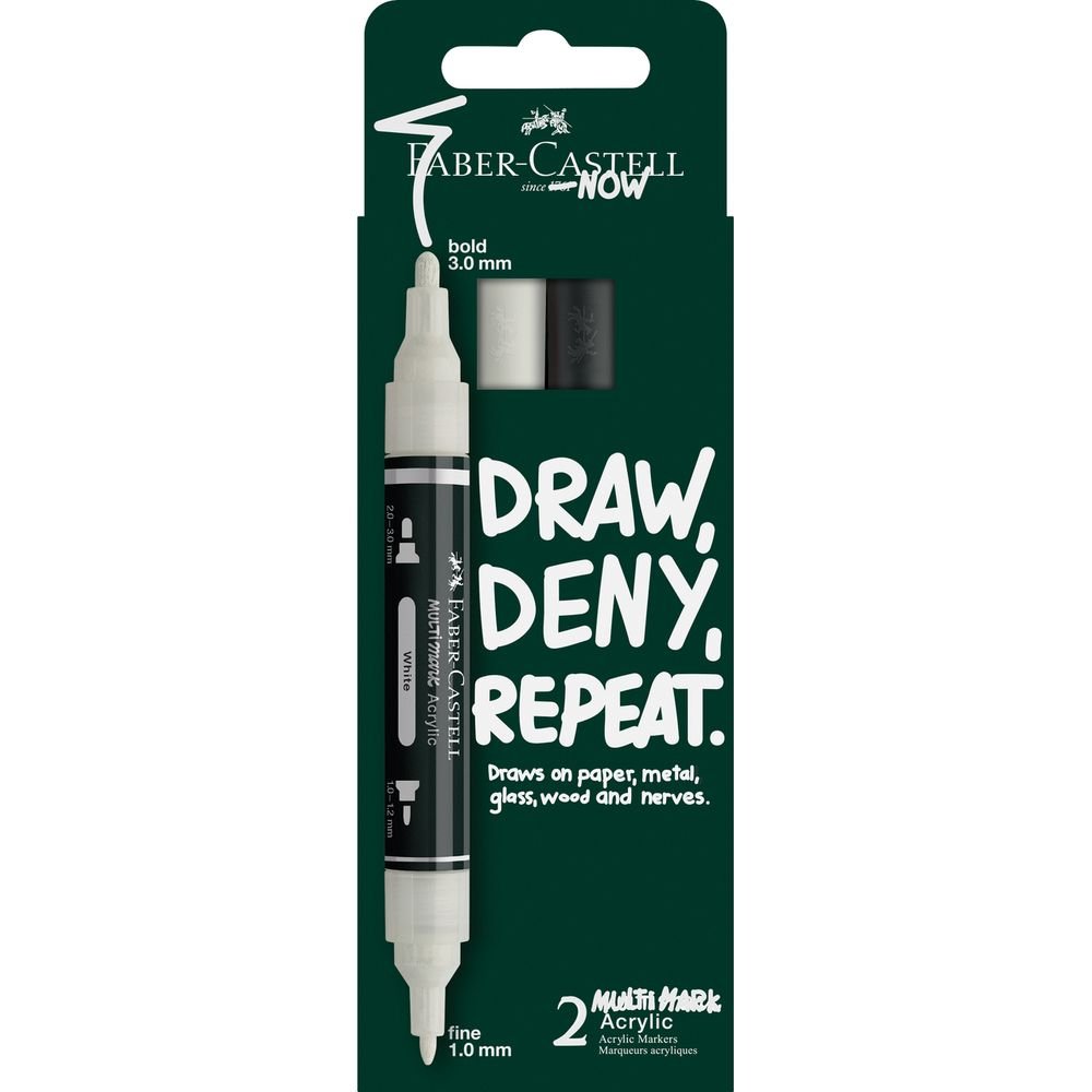 Rotulador acrílico Multimark blanco y negro Faber-Castell