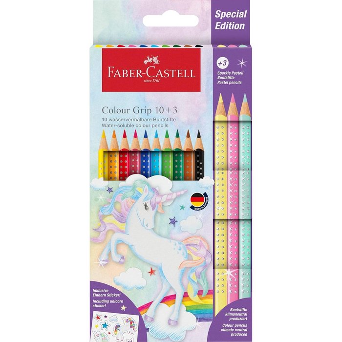 LAPIZ FABEL CASTELL GRIP 10 COLORES + 3 SPARKLE COLOR | 1 UNIDADES | (FABER CASTELL) Imagen principal del producto