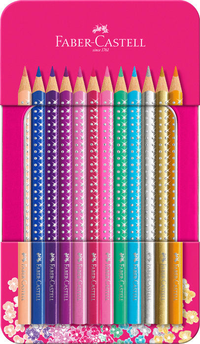 LAPIZ FABER SPARKLE 12 COLORES SURTIDOS ESTUCHE METALICO | 1 UNIDADES | (FABER CASTELL) Imagen principal del producto
