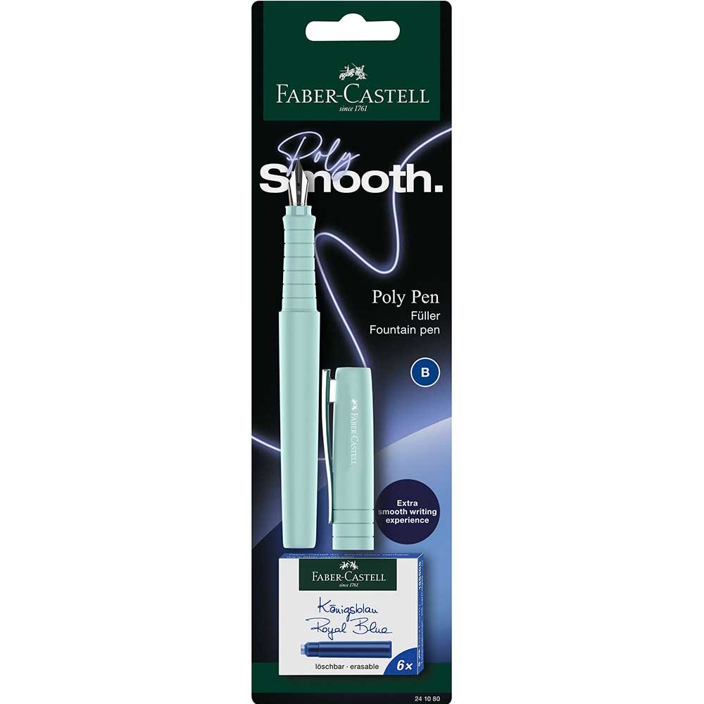 PLUMA ESTILOGRAFICA FABER POLY PEN B + 6 CART, AZUL SURTIDO | 1 UNIDADES | (FABER CASTELL) Imagen principal del producto