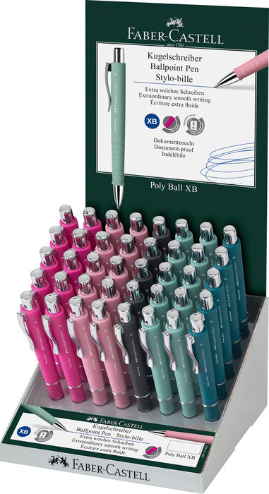 Expositor 40 Bolígrafos Faber Castell Poly Ball Colours XB