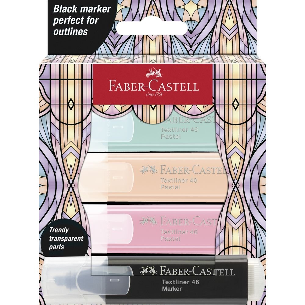 Marcador Faber Castell Textliner 46 Glassy 4 Colores Pastel Imagen principal del producto