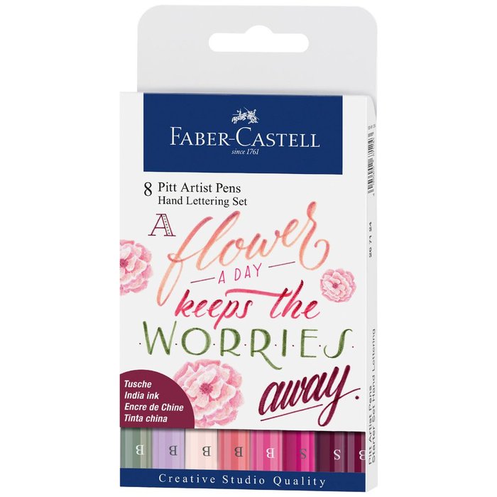 Set 8 Rotuladores Faber Castel Pitt Hand Lettering Tono Ros