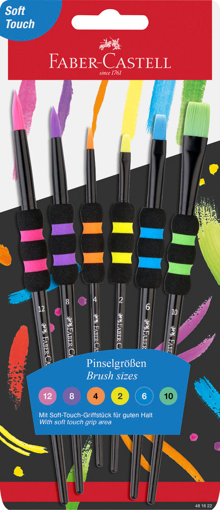 Blister 6 pinceles Faber Castell pelo sintético