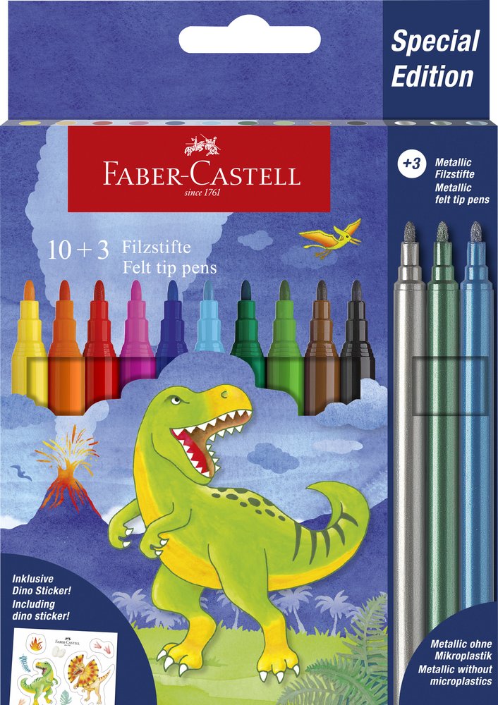 Rotulador Faber 10+3 Colores Surtido Edicion Dinosaurio | Faber Castell | Pack 1 Unidades