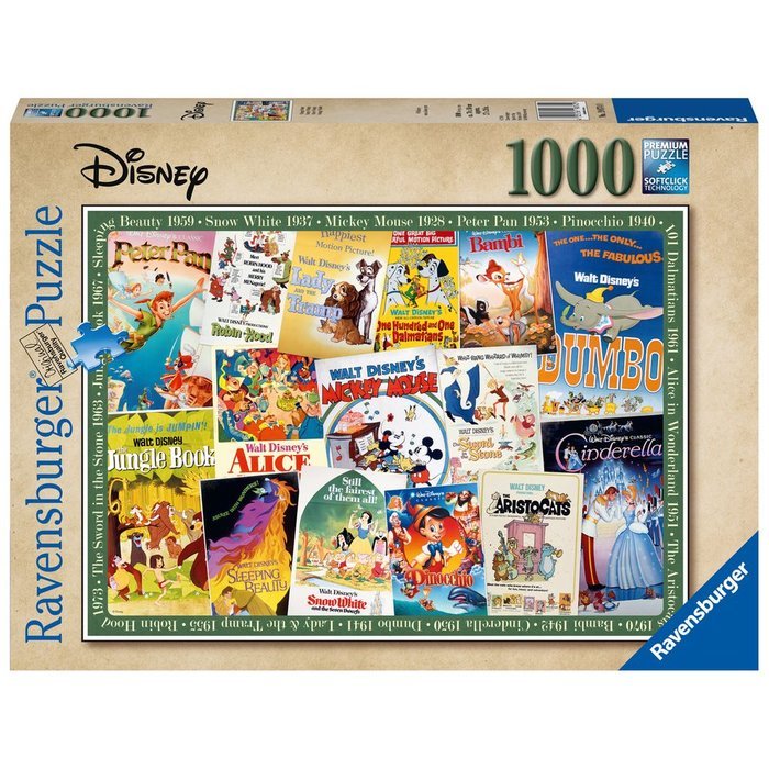 PUZZLE 1000 PIEZAS DISNEY VINTAGE MOVIE POST | RAVENSBURGER PUZZLES | 1 UNIDAD | 4005555006893 Imagen principal del producto