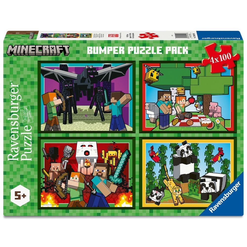 Puzzle Minecraft 4 x 100 piezas Ravensburger Imagen principal del producto