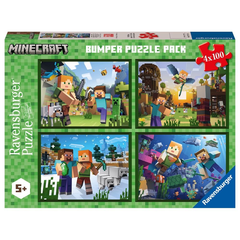 Puzzle 2D 4x100 Piezas Minecraft Ravensburger