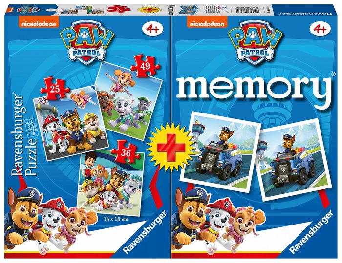 MULTIPACK MEMORY PAW PATROL +3 PUZZLES | RAVENSBURGER GAMES | 1 UNIDAD | 4005556208234 Imagen principal del producto