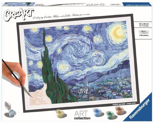 PINTAR POR NUMEROS CREART VAN GOGH LA NOCHE ESTRELLADA | RAVENSBURGER GAMES | 1 UNIDAD | 4005556235186 Imagen principal del producto