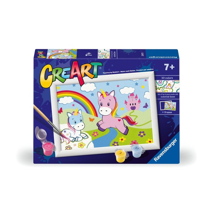Juego Pintar por Números Creart Serie E Unicornios Arco Iris Ravensburger