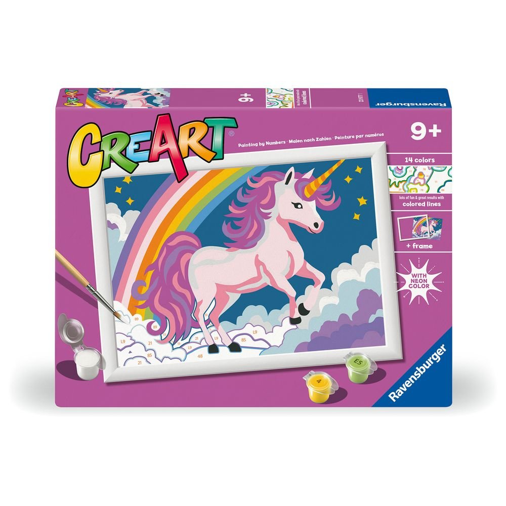 PINTAR POR NUMEROS CREART SERIE D UNICORNIO ROSA NEON | RAVENSBURGER GAMES | 1 UNIDAD | 4005556239771 Imagen principal del producto