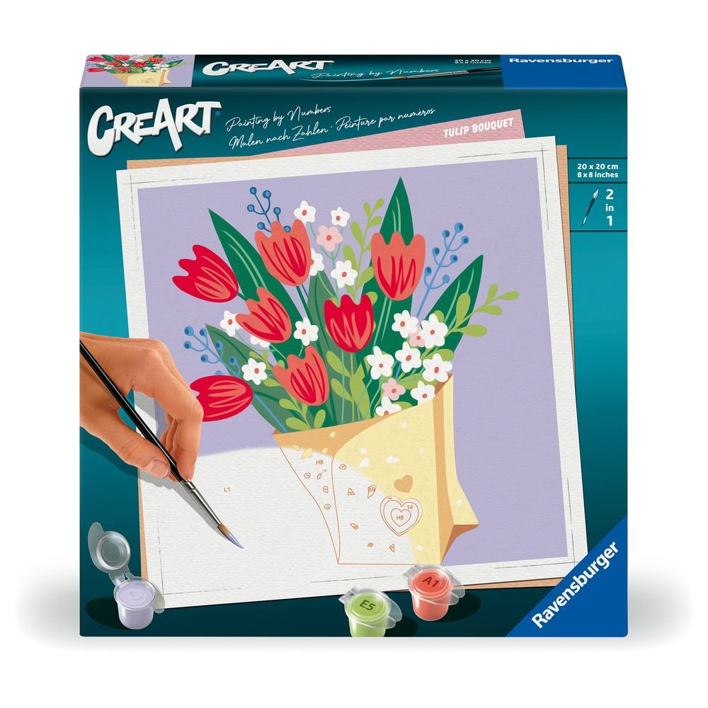 PINTAR POR NUMEROS CREART ADULTOS SERIE SQUARE TULIPANES | RAVENSBURGER GAMES | 1 UNIDAD | 4005556255184 Imagen principal del producto