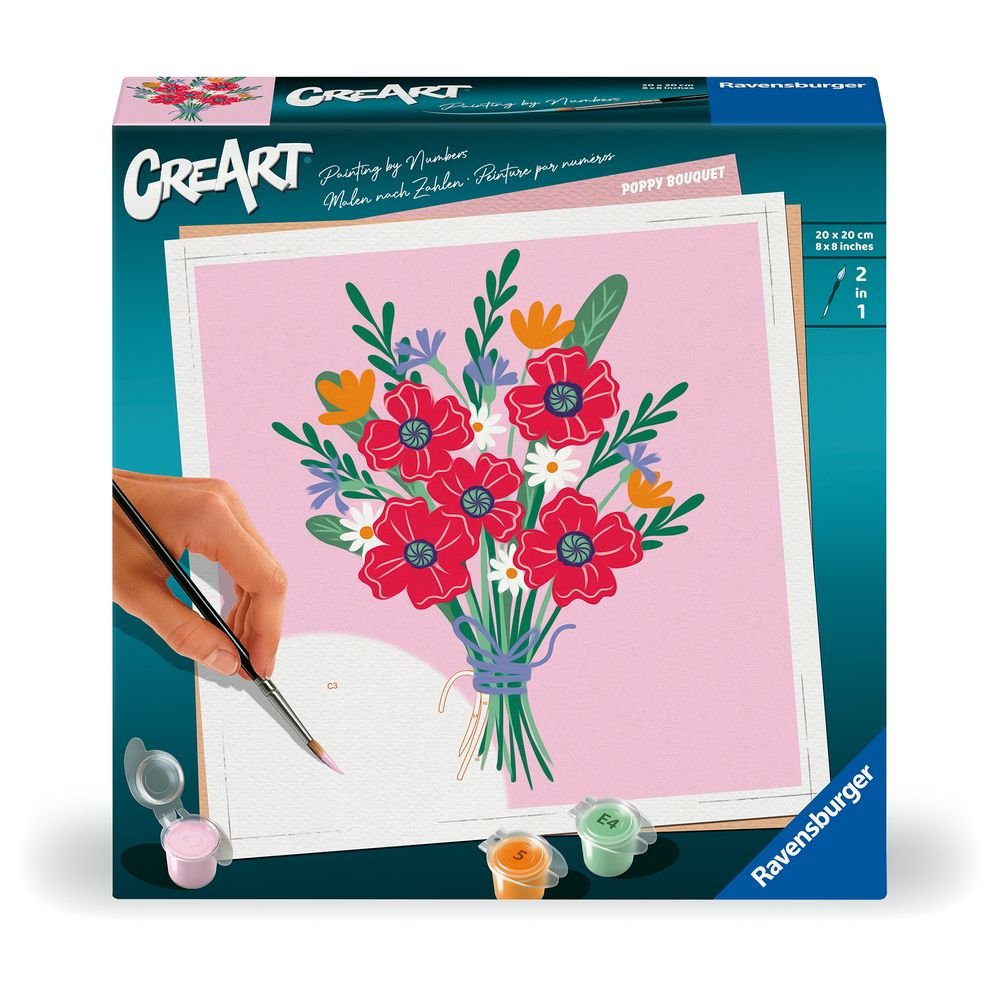 PINTAR POR NUMEROS CREART ADULTOS SERIE SQUARE AMAPOLAS | RAVENSBURGER GAMES | 1 UNIDAD | 4005556255191